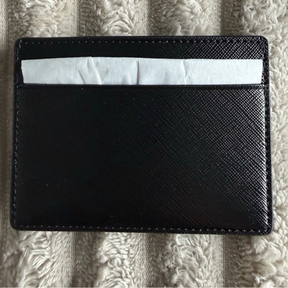 kate spade Black Textured Leather Card Holder with Gold Plate - Picture 3 of 4